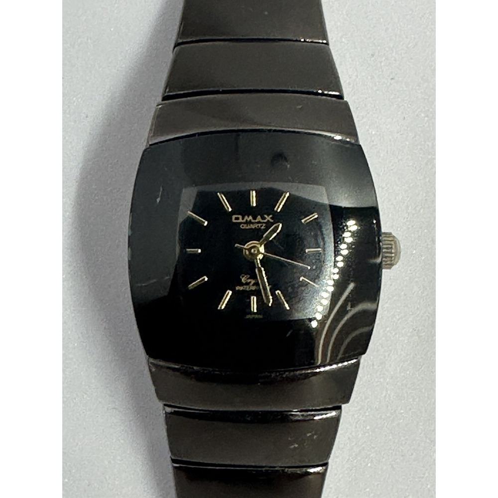Omax HB794 Black Face Waterproof Stainless Steel Womens Watch New BATTERY 22MM Z